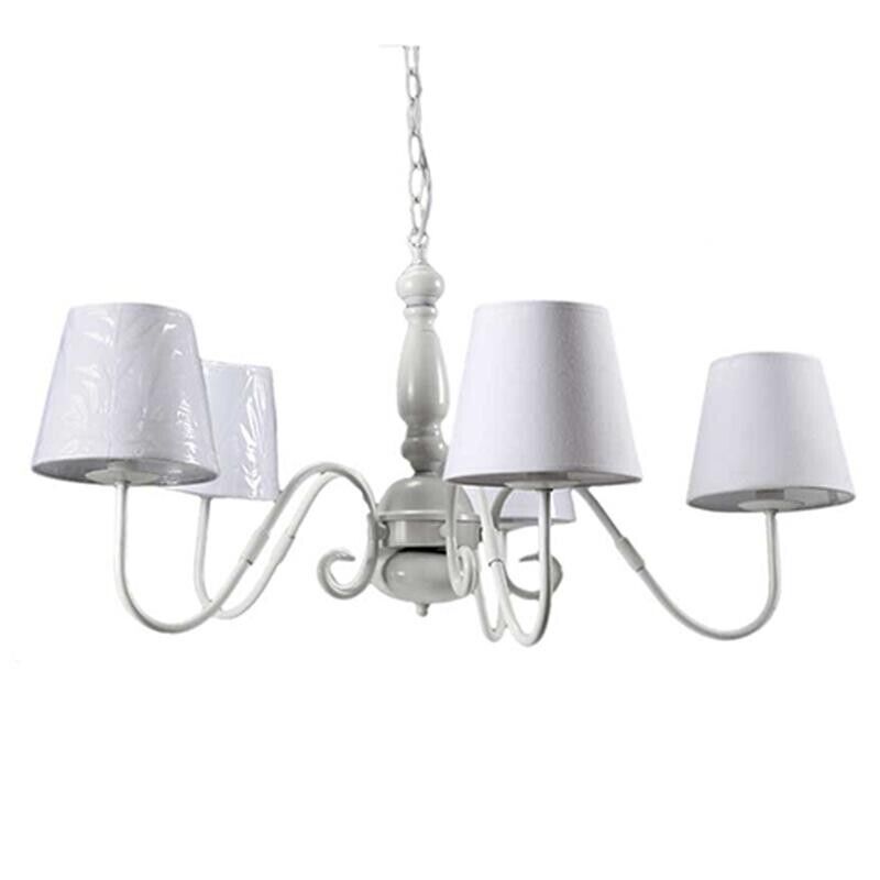 LAMPADARIO PENDENTE CON 5 LUCI IN COLORE BIANCO E PARALUME COTONE 75 CM