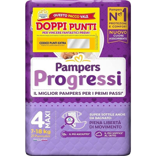 PANNOLINI PAMPERS PROGRESSI MUTANDINO CONFEZIONE DA 21PZ NEW MAXI TAGLIA 4