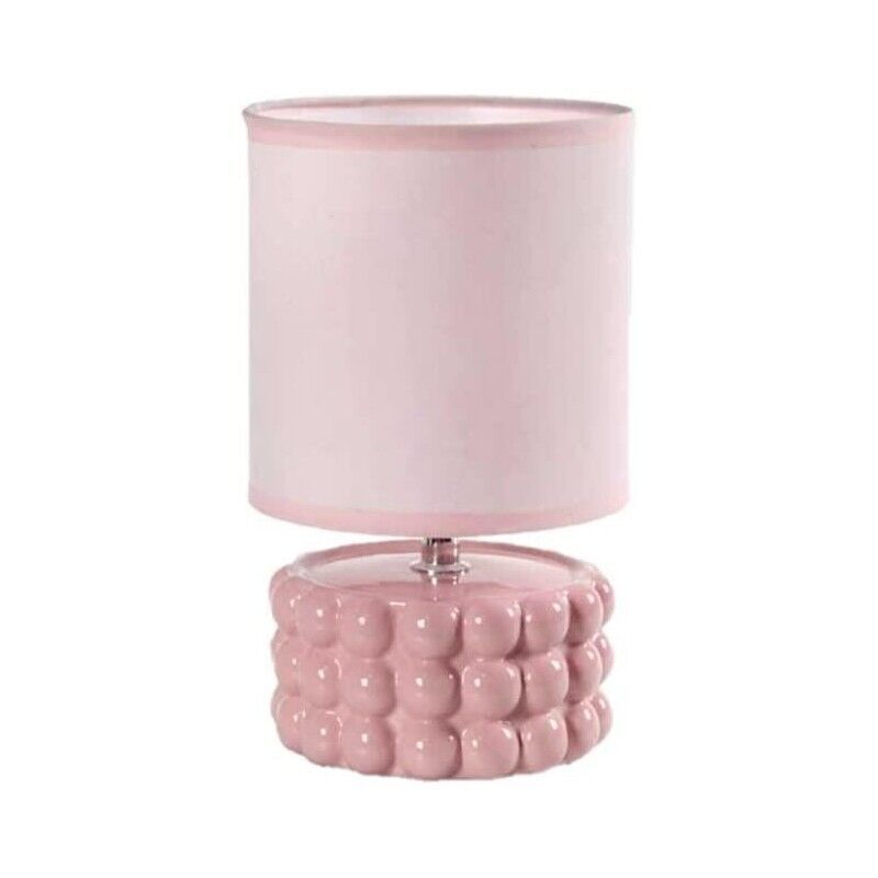 LAMPADA LUMETTO DA TAVOLO CON BASE IN CERAMICA EFFETTO BUBBLE 15X25 CM ROSA