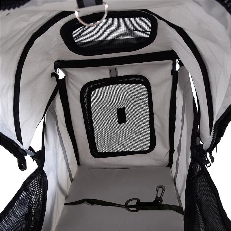 PASSEGGINO PER ANIMALI DOMESTICI PIEGHEVOLE, CARRELLO PER CANI, GRIGIO, 75 X 45 X 97CM