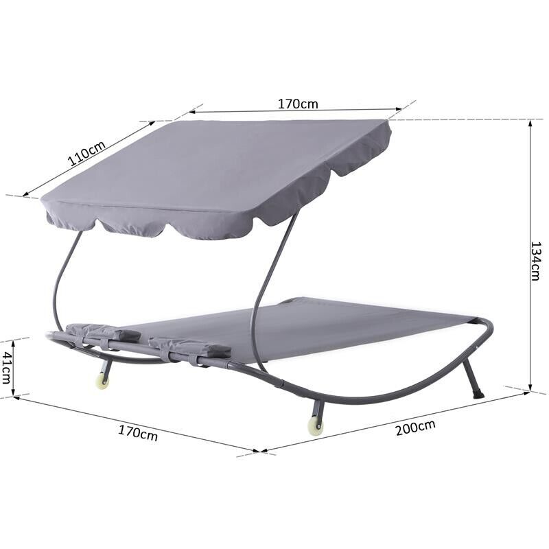 LETTINO PRENDISOLE MATRIMONIALE CON TETTUCCIO REGOLABILE 200X173X155CM GRIGIO