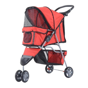PASSEGGINO PER CANI, CARRELLO PER ANIMALI DOMESTICI, ROSSO, 75X45X97CM