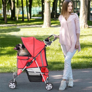 PASSEGGINO PER CANI, CARRELLO PER ANIMALI DOMESTICI, ROSSO, 75X45X97CM