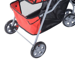 PASSEGGINO PER CANI, CARRELLO PER ANIMALI DOMESTICI, ROSSO, 75X45X97CM