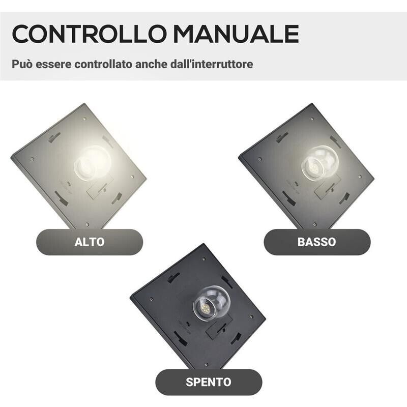LAMPADA SOLARE CON 3 LED IP44 51.5×47×182.5CM COLORE NERO