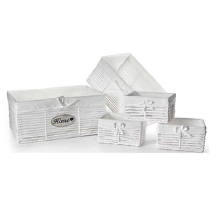 SET 5 CESTE IN TESUTO 44/39/22 CM DI COLORE BIANCO OKX