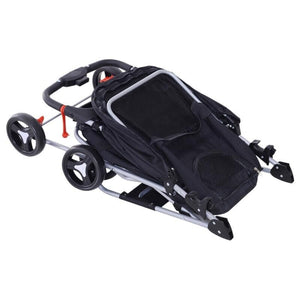 PASSEGGINO PER ANIMALI DOMESTICI PIEGHEVOLE, NERO, 77X47X101CM