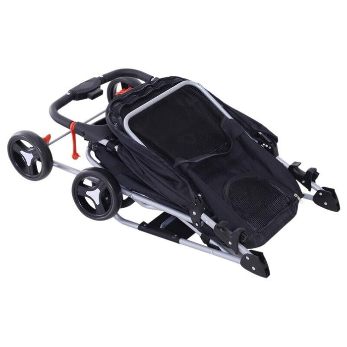 PASSEGGINO PER ANIMALI DOMESTICI PIEGHEVOLE, NERO, 77X47X101CM