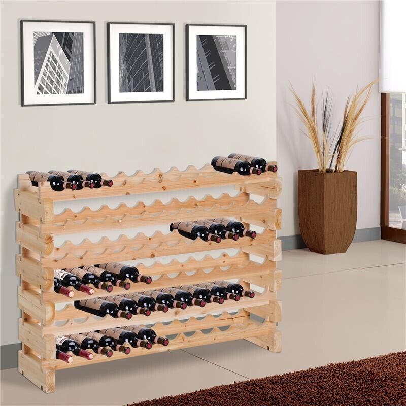 CANTINETTA PORTABOTTIGLIE IN LEGNO DI PINO CON 6 RIPIANI 114X28X80 CM