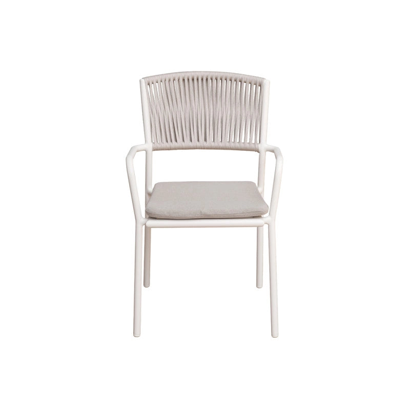 Sedia Modena Con B Alluminio Bianco E Corda Beige Moia