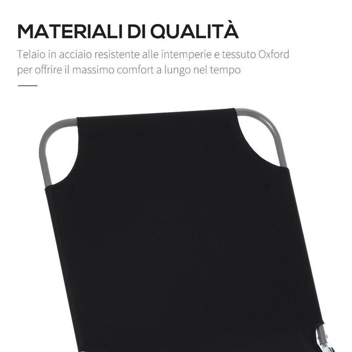 SDRAIO DA GIARDINO PIEGHEVOLE IN METALLO E TESSUTO 180 X 55 X 24 CM NERO