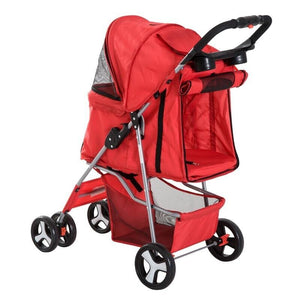 PASSEGGINO PER ANIMALI DOMESTICI PIEGHEVOLE, ROSSO, 75 X 46 X 94 CM