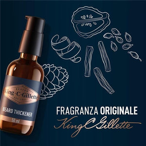 GILLETTE KING C. BARBA SIERO VOLUMIZZANTE CURA BARBA UOMO CON COMPLESSO DI VITAMINA B E CAFFEINA CONFEZIONE DA 50 ML