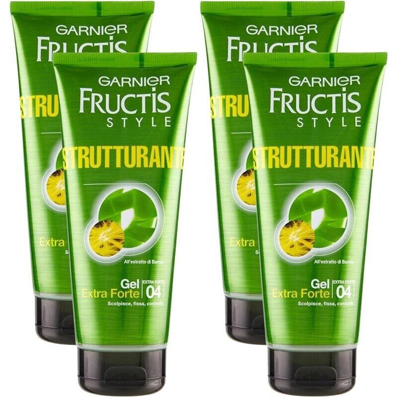 FRUCTIS SET 4 CONFEZIONI GEL FISSANTE PER CAPELLI EXTRA FORTE STRUCTURING DA 200 ML L'UNO