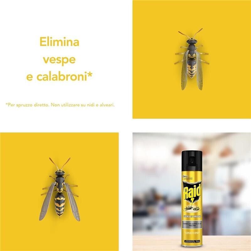 RAID INSETTICIDA SPRAY ELIMINA VESPE E CALABRONI PER USO INTERNO AZIONE RAPIDA PER SPRUZZO DIRETTO 400 ML