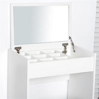 TAVOLO MAKE UP CON SGABELLO VANO CONTENITORE E SPECCHIO 60,2X40,2XH79 CM BIANCO