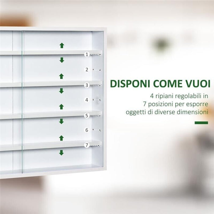 BACHECA PORTAOGGETTI CON 5 MENSOLE REGOLABILI 80 X 9,5 X 60 CM COLORE BIANCO