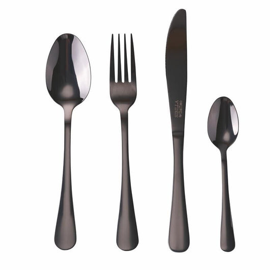 SET 16 POSATE 5TH AVENUE IN COLORE NERO LUCIDO