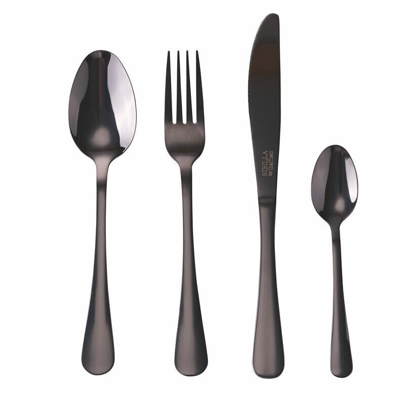 SET 16 POSATE 5TH AVENUE IN COLORE NERO LUCIDO