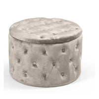 POUF CONTENITORE IN VELLUTO TRAPUNTATO 60 X 60 X H42 CM COLORE BEIGE