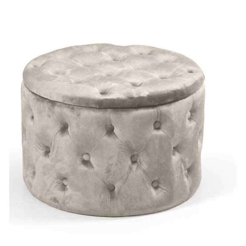 POUF CONTENITORE IN VELLUTO TRAPUNTATO 60 X 60 X H42 CM COLORE BEIGE