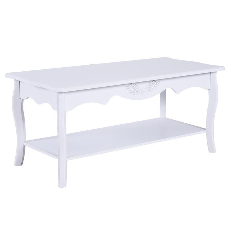 TAVOLINO DA CAFFÈ BASSO IN LEGNO 94 X 44 X 42 CM BIANCO