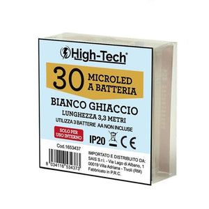HIGH-TECH FILO CON 30 MICROLED A BATTERIA IN COLORE BIANCO GHIACCIO