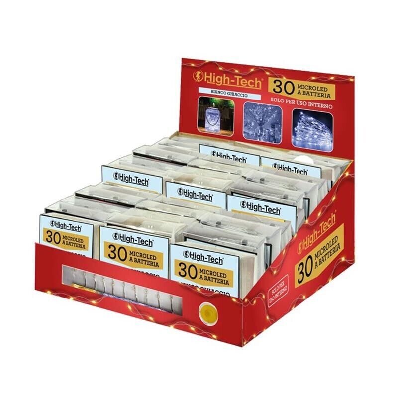 HIGH-TECH FILO CON 30 MICROLED A BATTERIA IN COLORE BIANCO GHIACCIO
