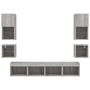 Mobile TV multimediale scaffale TV credenza mobile TV sala da pranzo soggiorno camera da letto con illuminazione a LED 8 pezzi legno ingegnerizzato Sonoma grigio 02_0029484
