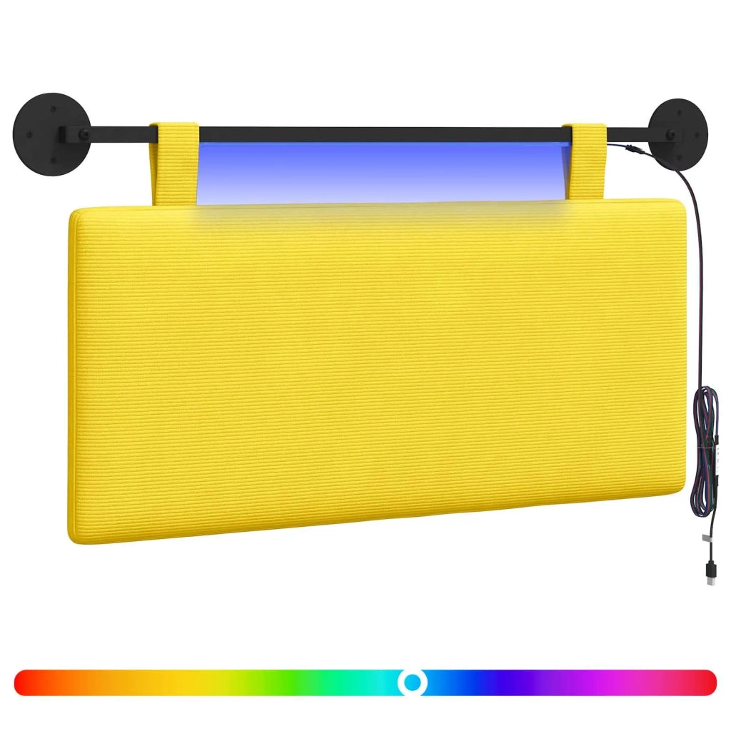 Testiera sospesa Con luce LED Giallo Chiaro Tessuto in Cords