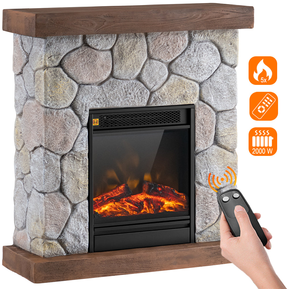 Camino Elettrico Cortina con Fiamma Realistica Caminetto Riscaldamento 2000 W