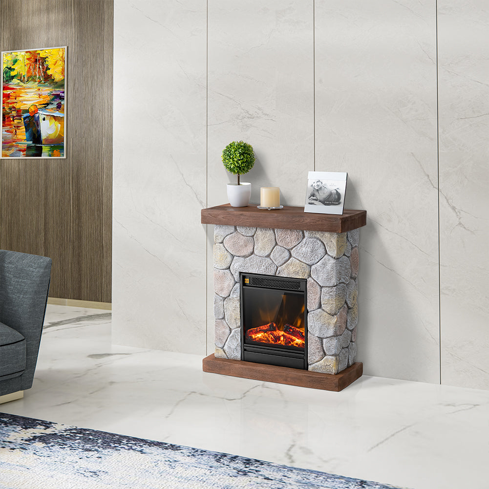 Camino Elettrico Cortina con Fiamma Realistica Caminetto Riscaldamento 2000 W