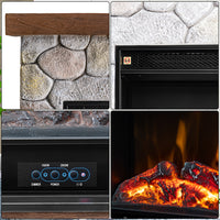 Camino Elettrico Cortina con Fiamma Realistica Caminetto Riscaldamento 2000 W
