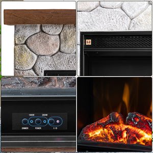 Camino Elettrico Cortina con Fiamma Realistica Caminetto Riscaldamento 2000 W
