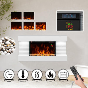 Camino Elettrico Saint Moritz da Parete con Fiamma Realistica Caminetto a Muro