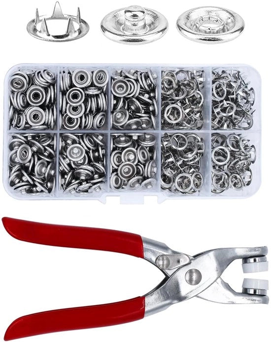 Set di Bottone 200 Pezzi - Stile a Croce - Per la Sartoria - Attività Manuale - Cinque Disegno a Zoccoli - Organizzatore con Compartimento - Chiusura a Bottone