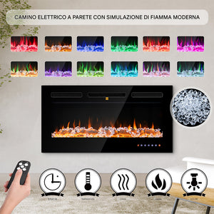 Camino Elettrico Livigno a Incasso Caminetto Stufa Riscaldante a Parete 91.4 cm