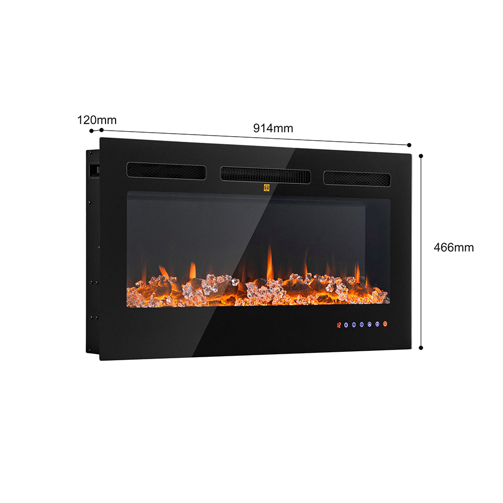 Camino Elettrico Livigno a Incasso Caminetto Stufa Riscaldante a Parete 91.4 cm