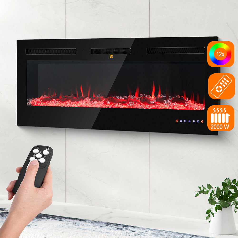 Camino Elettrico Livigno a Incasso Caminetto Stufa Riscaldante a Parete 132 cm