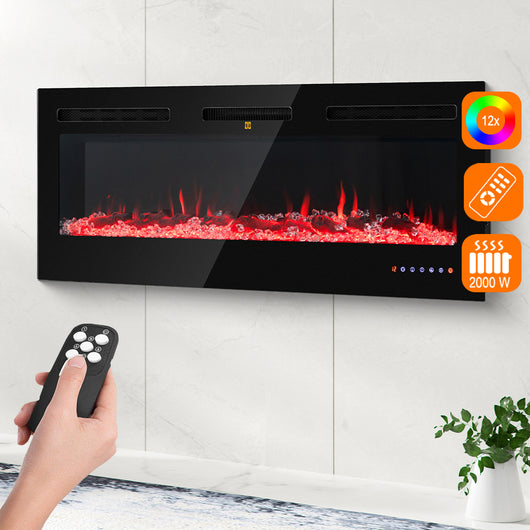 Camino Elettrico Livigno a Incasso Caminetto Stufa Riscaldante a Parete 132 cm