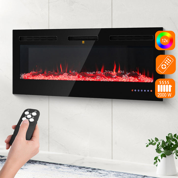 Camino Elettrico Livigno a Incasso Caminetto Stufa Riscaldante a Parete 132 cm