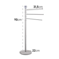 Piantane da Bagno Porta Asciugamani Acciaio Smaltato 3 Braccia Grigio Chiaro