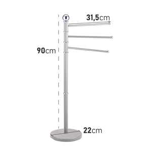 Piantane da Bagno Porta Asciugamani Acciaio Smaltato 3 Braccia Grigio Chiaro