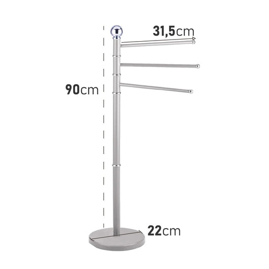 Piantane da Bagno Porta Asciugamani Acciaio Smaltato 3 Braccia Grigio Chiaro