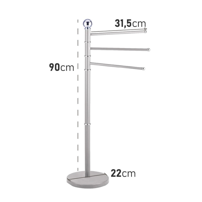 Piantane da Bagno Porta Asciugamani Acciaio Smaltato 3 Braccia Grigio Chiaro