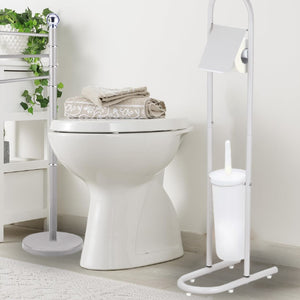 Piantane da Bagno Portarotolo Porta scopino Acciaio Smaltato Grigio Chiaro