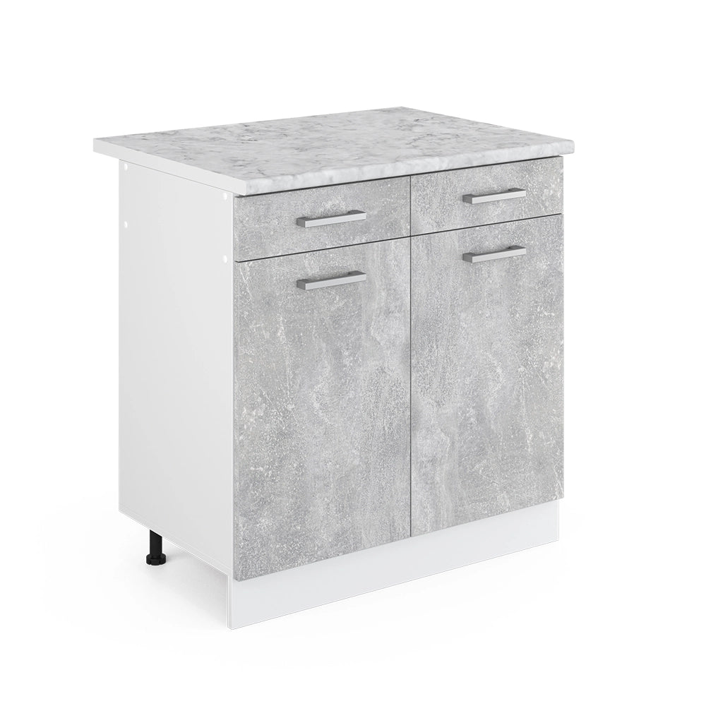 Vicco Base universale Calcestruzzo 80 cm con cassetti e ante, con piano di lavoro
