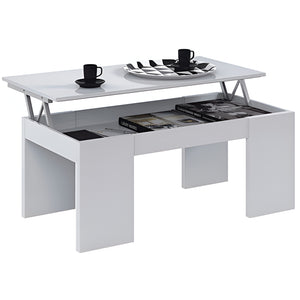 Tavolino da caffè per soggiorno, contenitore sollevabile bianco 43X100X50cm