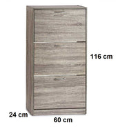 Mobile Scarpiera 3Ante Salvaspazio Doppia Profondità 60x24 H116cm Grigio