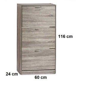 Mobile Scarpiera 3Ante Salvaspazio Doppia Profondità 60x24 H116cm Grigio